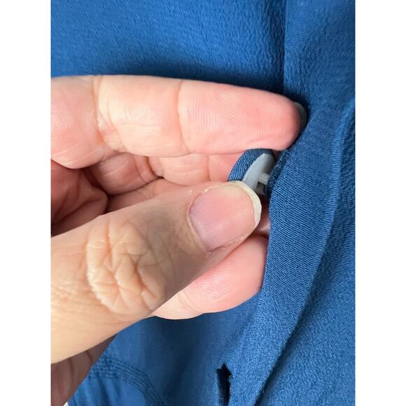 80s does 40s Karin Stevens Blue LS Embroided Beaded Secretary Geek Dress Size 12 - Picture 5 of 8